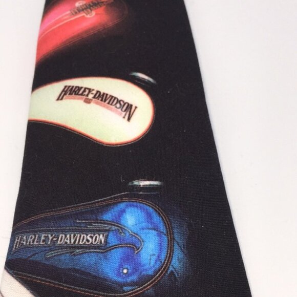 Harley-Davidson Motorcycles Custom Tanks Men’s Neck Tie Vintage USA Made - Picture 11 of 12